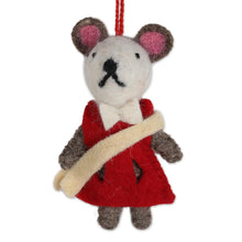 Load image into Gallery viewer, Set of 5 Wool Felt Rabbit Caroler Ornaments - Caroling Bunnies