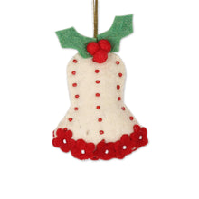 Load image into Gallery viewer, Wool Felt Bell Ornaments Set of 4 - Holly Bells | NOVICA