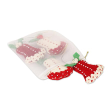 Load image into Gallery viewer, Wool Felt Bell Ornaments Set of 4 - Holly Bells | NOVICA