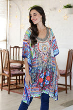Load image into Gallery viewer, Beaded Indian Caftan with Geometric Print - Glamour Girl | NOVICA