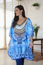 Load image into Gallery viewer, Blue Glass Beaded Caftan from India - Egyptian Beauty | NOVICA
