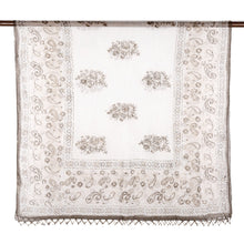 Load image into Gallery viewer, Block-Printed Leaf and Floral-Motif Beaded Shawl - Chocolate Fantasy