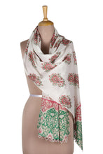 Load image into Gallery viewer, Block-Printed Paisley-Motif Cotton Shawl - Contrasting Paisley