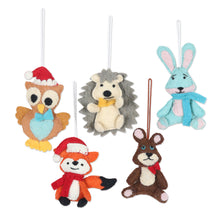 Load image into Gallery viewer, Woodland Animal Ornaments - Set of 5 - Animal Cheer