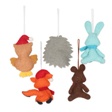 Load image into Gallery viewer, Woodland Animal Ornaments - Set of 5 - Animal Cheer