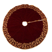 Load image into Gallery viewer, Embroidered Velvet Holiday Tree Skirt - Silent Nights