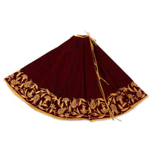 Load image into Gallery viewer, Embroidered Velvet Holiday Tree Skirt - Silent Nights
