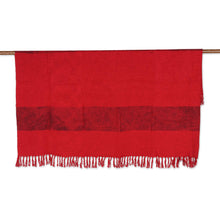 Load image into Gallery viewer, Fringed Crimson Cotton Throw - Celebrate the Magic