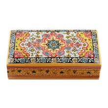 Load image into Gallery viewer, Indian Wood Papier Mache Decorative Box in Yellow - Persian Royalty | NOVICA