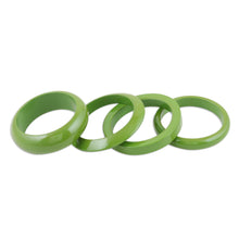 Load image into Gallery viewer, Set of 4 Mango Wood Green Bangle Bracelets from India - Olive Fusion | NOVICA