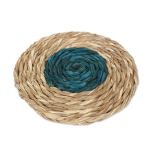 Load image into Gallery viewer, Handcrafted Natural Fiber Coasters in Turquoise - Set of 6 - Turquoise Aura