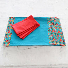 Load image into Gallery viewer, Cotton Placemats and Napkins with Floral Motif - Set of 4 - Floral Greetings