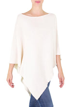 Load image into Gallery viewer, Hand Made Cotton Knit Poncho - Ivory Grace | NOVICA