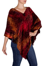 Load image into Gallery viewer, Hand Loomed Cotton Blend Poncho - Ruby Tradition | NOVICA