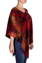 Load image into Gallery viewer, Hand Loomed Cotton Blend Poncho - Ruby Tradition | NOVICA