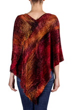 Load image into Gallery viewer, Hand Loomed Cotton Blend Poncho - Ruby Tradition | NOVICA