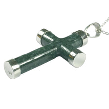 Load image into Gallery viewer, Handcrafted Sterling Silver Jade Pendant Cross Necklace - Maya Hope | NOVICA