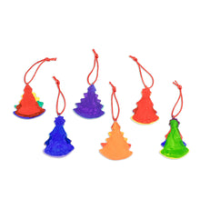 Load image into Gallery viewer, Handmade Tree Ceramic Ornaments (Set of 6) - Christmas Tree | NOVICA