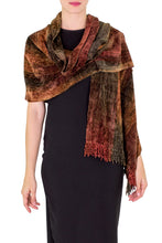Load image into Gallery viewer, Unique Rayon from Bamboo Chenille Shawl - Volcano Land | NOVICA