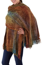 Load image into Gallery viewer, Rayon Chenille Patterned Women's Shawl - Tropical Volcano | NOVICA