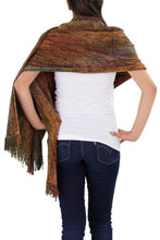 Load image into Gallery viewer, Rayon Chenille Patterned Women's Shawl - Tropical Volcano | NOVICA