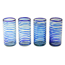 Load image into Gallery viewer, Collectible Handblown Recycled Glass Drinkware (Set of 4) - Whirlwind | NOVICA