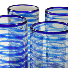 Load image into Gallery viewer, Collectible Handblown Recycled Glass Drinkware (Set of 4) - Whirlwind | NOVICA