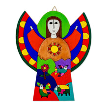 Load image into Gallery viewer, Multicolor Angel Wood Wall Art - Angel of Hope | NOVICA