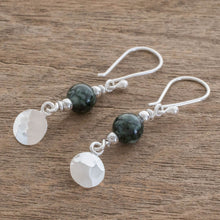 Load image into Gallery viewer, Central American Sterling Silver Jade Dangle Earrings - Maya Aesthetic | NOVICA