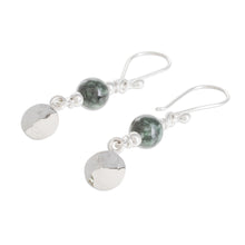 Load image into Gallery viewer, Central American Sterling Silver Jade Dangle Earrings - Maya Aesthetic | NOVICA