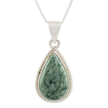 Load image into Gallery viewer, Unique Sterling Silver Pendant Jade Necklace - Green Sacred Quetzal | NOVICA