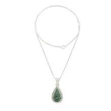 Load image into Gallery viewer, Unique Sterling Silver Pendant Jade Necklace - Green Sacred Quetzal | NOVICA