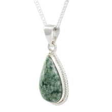 Load image into Gallery viewer, Unique Sterling Silver Pendant Jade Necklace - Green Sacred Quetzal | NOVICA