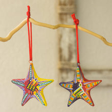 Load image into Gallery viewer, Ceramic ornaments (Set of 6) - Holiday Stars | NOVICA
