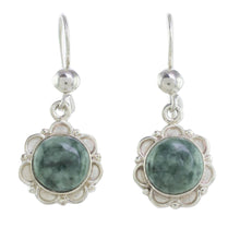 Load image into Gallery viewer, Fair Trade Floral Sterling Silver Dangle Jade Earrings - Green Forest Princess | NOVICA