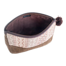 Load image into Gallery viewer, Handwoven Beige and Brown Cosmetic Case - Earth Whisper | NOVICA