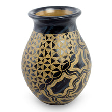 Load image into Gallery viewer, Nicaraguan Blue and Brown Hand Crafted Ceramic Vase - Rio Coco | NOVICA