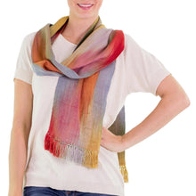 Load image into Gallery viewer, Rayon Scarf Woven by Hand - Solola Afternoon | NOVICA