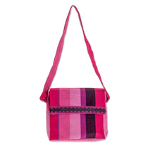Load image into Gallery viewer, Handcrafted Cotton Messenger Bag Lined - Luscious Purple | NOVICA
