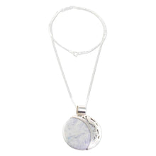 Load image into Gallery viewer, Large Maya Eclipse Lilac and Black Jade Silver Necklace - Lilac Quetzal Eclipse | NOVICA