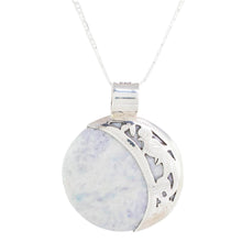 Load image into Gallery viewer, Large Maya Eclipse Lilac and Black Jade Silver Necklace - Lilac Quetzal Eclipse | NOVICA
