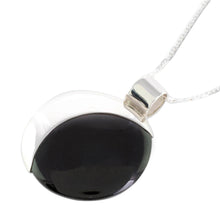 Load image into Gallery viewer, Large Maya Eclipse Lilac and Black Jade Silver Necklace - Lilac Quetzal Eclipse | NOVICA