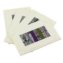 Load image into Gallery viewer, Maya Weavings Greeting Cards from Guatemala (Set of 4) - Maya Blues | NOVICA