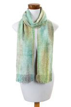 Load image into Gallery viewer, Maya Backstrap Handwoven Aqua Chenille Scarf - Aqua Mist | NOVICA