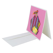 Load image into Gallery viewer, 4 All Occasion Pink Greeting Cards with Maya Weaving Insets - Pink Maya Flowers | NOVICA