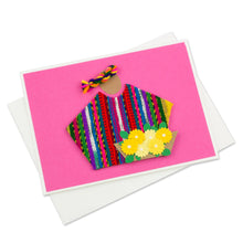 Load image into Gallery viewer, 4 All Occasion Pink Greeting Cards with Maya Weaving Insets - Pink Maya Flowers | NOVICA
