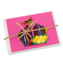 Load image into Gallery viewer, 4 All Occasion Pink Greeting Cards with Maya Weaving Insets - Pink Maya Flowers | NOVICA