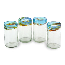 Load image into Gallery viewer, Handblown Recycled Glass Tumblers (16 Oz, Set of 4) - Aurora | NOVICA