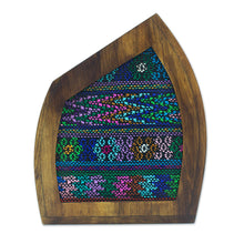 Load image into Gallery viewer, Hand Woven Guatemala Textile on Wood Decorative Vase - Textile Mountain | NOVICA