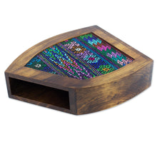 Load image into Gallery viewer, Hand Woven Guatemala Textile on Wood Decorative Vase - Textile Mountain | NOVICA